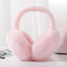 Orejeras plegables para mujer, orejeras mullidas para clima frío, diadema cálida de invierno, orejeras lindas e informales (rosa claro) (rosa claro)