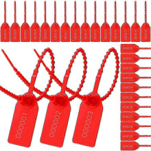 300 stuks genummerde zelfsluitende plastic verzegelingen met fraudebestendige sluiting.