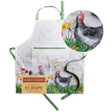 Küchenschürze im französischen Stil aus 100 % Baumwolle mit Tasche