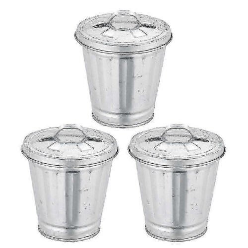 Mini Metal Waste Containers, Efficient Trash Cans with Covers for Small Areas