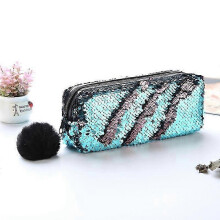 Reversible Sequin Pencil Case for Girls School Supplies Super Big Stationery Gift Magic Makeup Bag