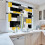 Kitchen Curtains Yellow Grey Abstract Style 36 inch Rod 3