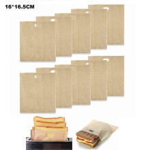 Lot de 10 sacs à pain réutilisables antiadhésifs en PTFE (16 x 16,5 cm) pour four à micro-ondes et grille-pain (sans BPA, certifiés FDA).