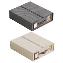 Opvouwbare, ademende en vochtbestendige opbergdoos met leren handvat voor het opbergen van beddengoed, inclusief opbergdoos voor bedlakens (2 stuks).