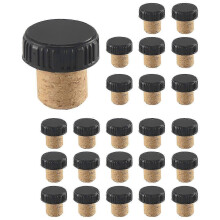24 bouchons de liège en forme de T avec embout en bois pour bouteille de vin.