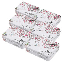 Decoratieve rechthoekige blikken opbergdoosjes van metaal met bloemenprint (6 stuks)