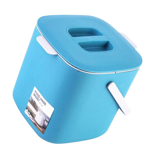 Desktop Trash Can 20x16.6x17.1cm Wet Dry Separation Light Blue