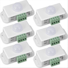 Lot de 6 détecteurs de mouvement infrarouges PIR 12V/24V avec interrupteur lumineux intégré.
