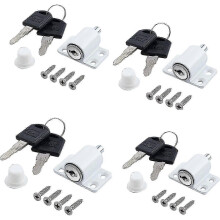 Set van 4 witte schuifdeursloten voor terrasdeuren, kindveilige grendels, raamsloten voor thuis, school en kinderkamer.