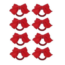 8 Red Bow Napkin Holder Rings, Velvet Bow Xmas Napkin Holder Buckle Table Decoration For Christmas Holiday Party Dinner