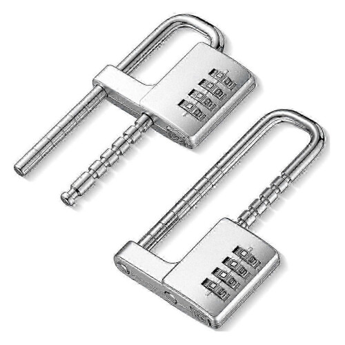 2 Pcs 4 Digit Combination Lock Code Cabinet Lock U Shaped Gym Locker Adjustable Padlock Long Shackle Lock For School