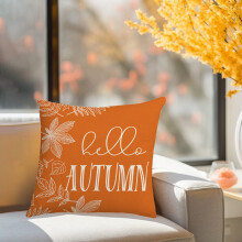 Housse de coussin d'automne 45 x 45 cm, motif citrouille et feuilles d'érable