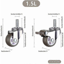 Heavy Duty Rubber Swivel Caster with M8 Threaded Stem for Hand Trolley, Work Tables, Furniture Wheels, 1.5 inch, Thread Diameter: 8mm, length 20mm, 2P