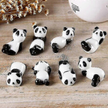 Lot de 8 supports à baguettes en céramique noir et blanc, motif panda, super mignons, en porcelaine, pour cuillères, fourchettes et couteaux.