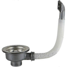 Sink Drain With Overflow Square Stainless Steel Basket 110 Mm 1", Stainless Steel + Abs, Drain + Basket