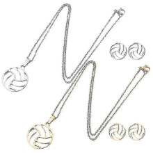 2 sets oorbellen, ketting en hanger in de vorm van een volleybal, sieradenset