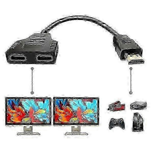 HDMI Splitter 1 in 2 Out Adapter Cable for HDMI Signal Split Duplication