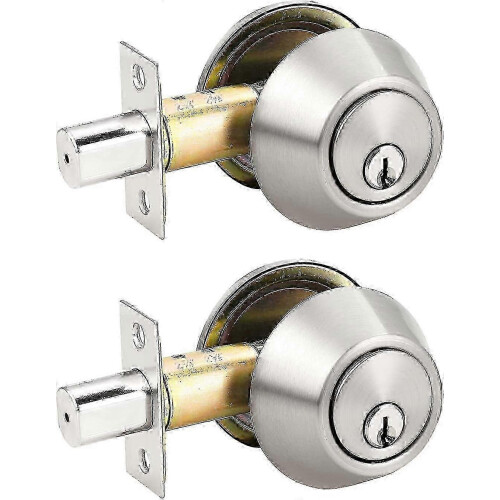 2 Pack Keyed Alike Single Cylinder Deadbolts, Brushed Nickel Combo Packs