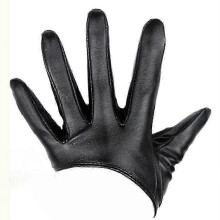 Black Patent Leather Half Palm Gloves for Club Dance Photograph