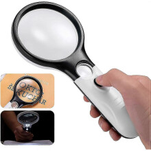 Lente d'ingrandimento portatile 3X 45X con luce, leggera e illuminata a LED, di grandi dimensioni.