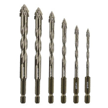 6PCS 4-Flute Sawtooth Eccentric Drill Bit, High Hardness Skewed Eccentric Drill Bits