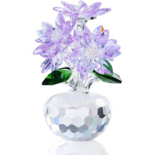 Statuetta decorativa in vetro a forma di margherita viola in cristallo, 1 pezzo