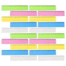 Verpakking van 25 gekleurde plastic rechte linialen (15,8 cm)