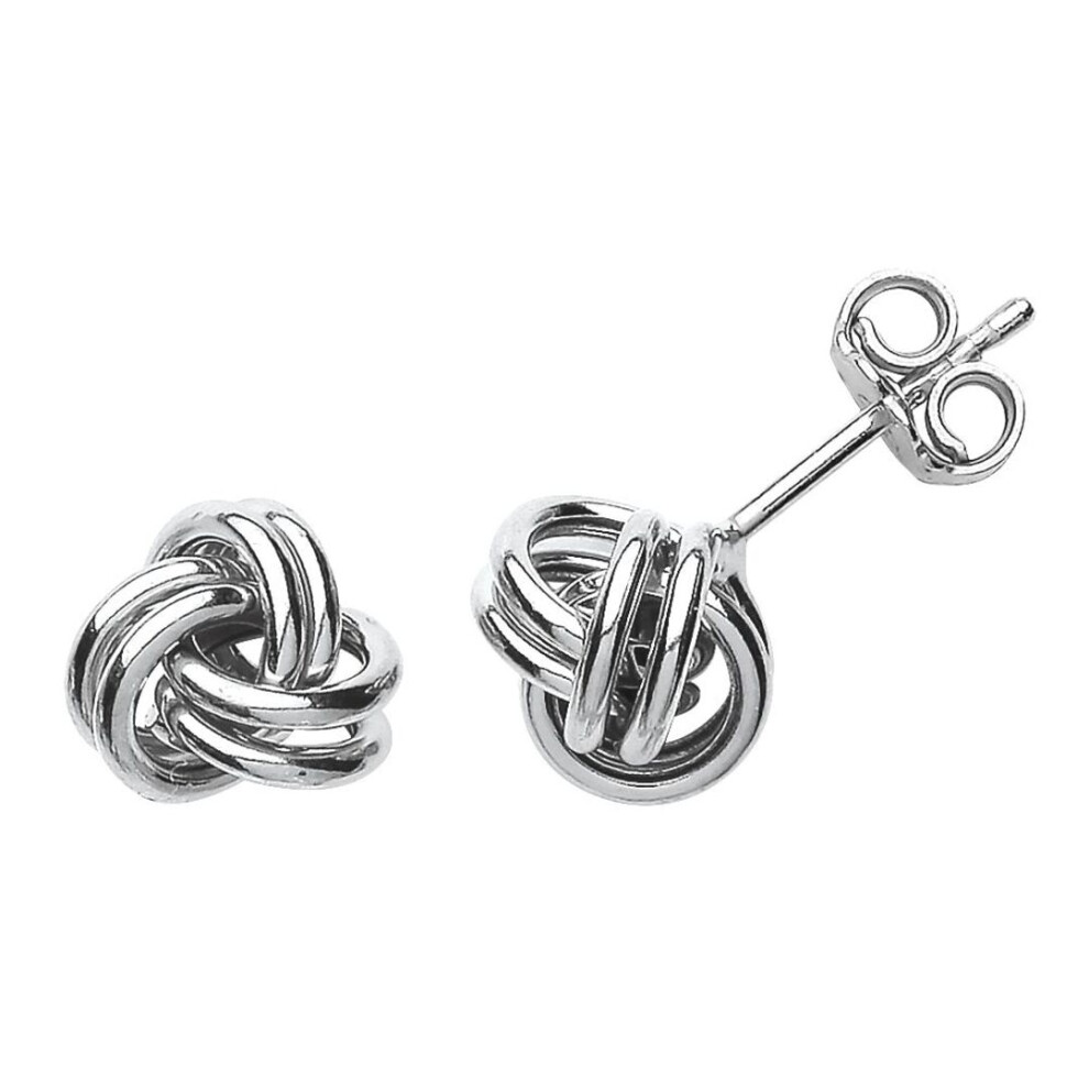 Jewelco London Ladies Sterling Love Me Knot Stud Earrings - Gve512 Silver