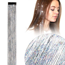 Extension per capelli con glitter e fili scintillanti, 20 pollici, con clip