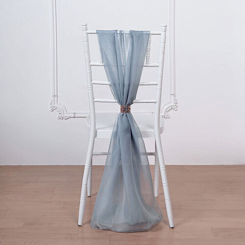 Stofblauwe chiffon stoelstrikken (10 stuks)