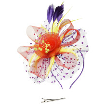 Oranje fascinator-hoofdband voor dames, geschikt voor bruiloften en cocktailparty's.