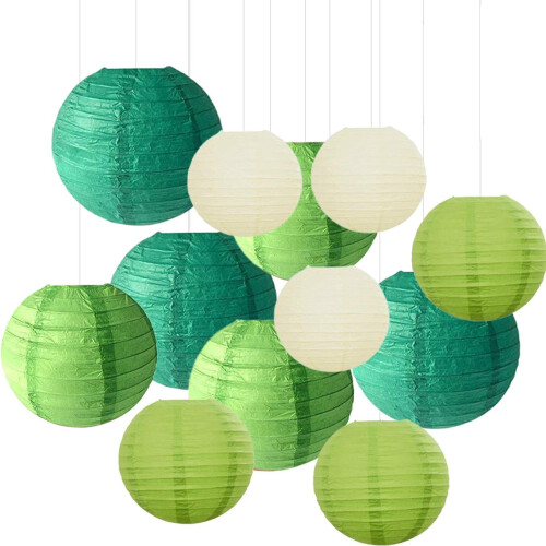 Pacote com 12 lanternas de papel ChainPlus – 15 a 30 cm