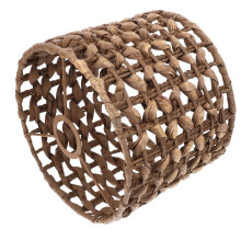 Klosz do lampy bębnowej z rattanu w kolorze khaki, 24x24x19,5 cm