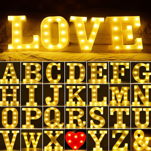 LED-beleuchtete Buchstaben, warmweiß, 26 Zeichen