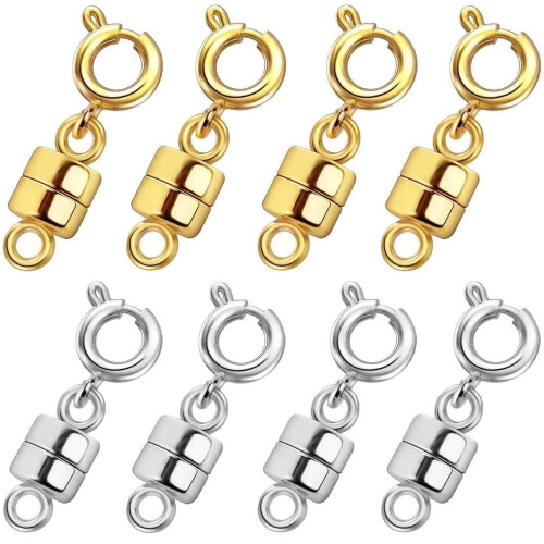 Ensemble de 8 fermoirs magnétiques pour colliers – Plaqué or et argent