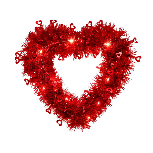 Valentinsdagshjertekrans – Rød glitter, 30 cm,