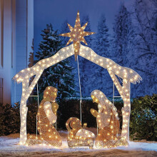 LED-kerststaldecoratie van acryl (1 set)