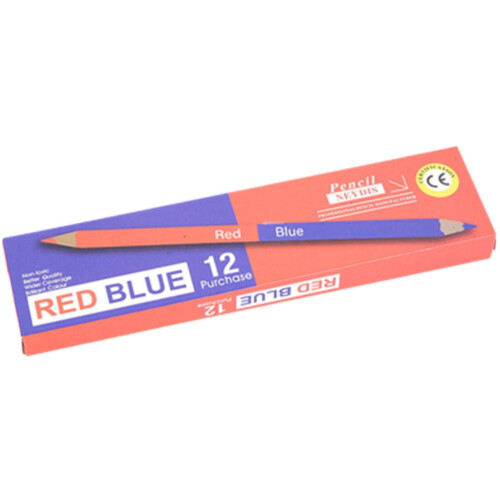 Ξύλινα μολύβια διπλής κεφαλής κόκκινα και μπλε 12 τεμάχια