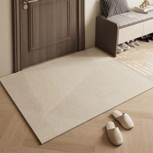 Beige Striped Entryway Rug 79 x 50 cm 2