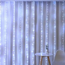 Cortina de luzes de cobre com 200 LEDs, alimentada por USB, 8 modos.