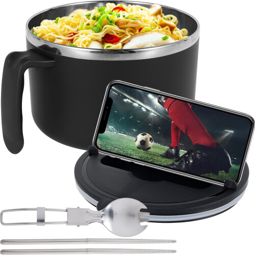 1200 ml Mikrowellen-Ramen-Schüssel mit Filterdeckel, Löffel &