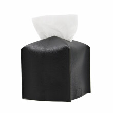 Vierkante tissuebox van PU-leer – 5x5x5 inch, zwart
