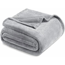 Fleece deken, kingsize (90 x 104 inch), lichtgrijs