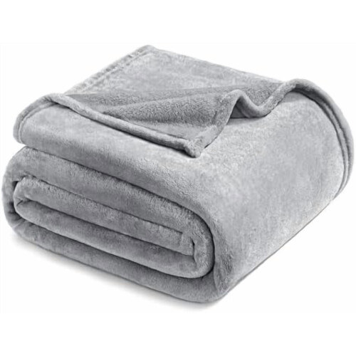Fleece deken, kingsize (90 x 104 inch), lichtgrijs