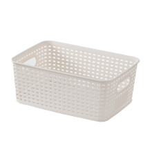 Panier de rangement en plastique empilable tressé avec poignées