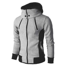 Men Zip Up High Collar Thick Fleece Lined Hoodie Winter Warmer Coat Jacket 25-26