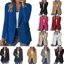 "Women's Blazer Casual Bussiness Blazers Long Sleeve Button Down Blazer Jacket Solid Lapel Suite Jacket with Pockets" 25-26