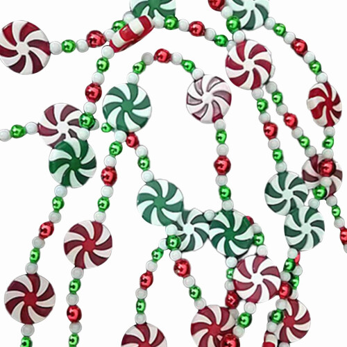 Kerstslinger van zuurstokken met pepermuntornamenten, 4