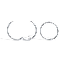 Jewelco London Solid 9ct White Gold Hinged Sleeper 1mm Hoop Earrings 12mm - JER648A
