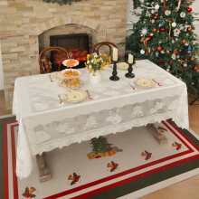 Kersttafelkleed wit kant 140x220cm
